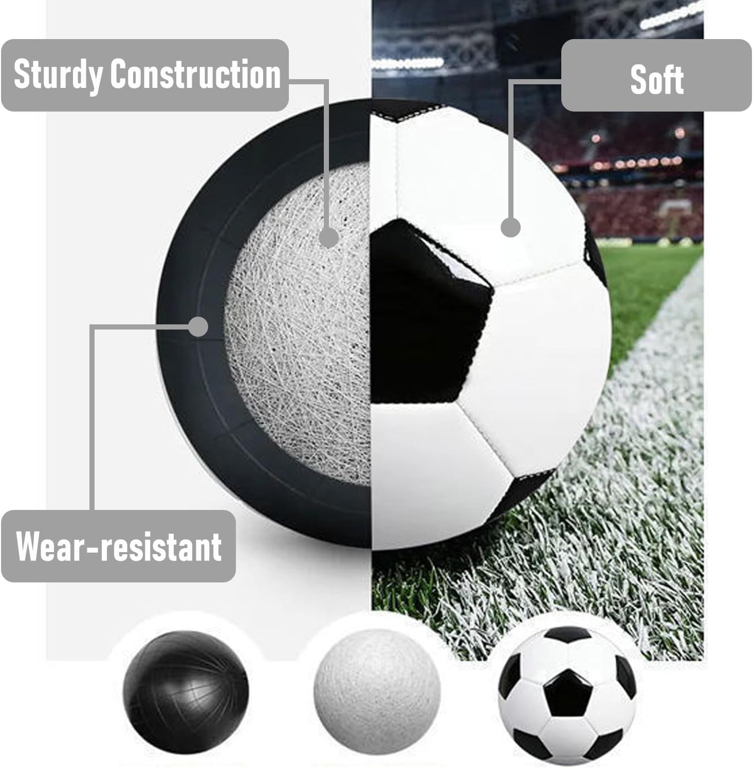6 Pack Classic Soccer Balls Size 5/4/3 Includes Ball Pump and Net Bag,Soccer Training Ball Practice for Adults,Competition Soccer for Indoor Outdoor - Image 4
