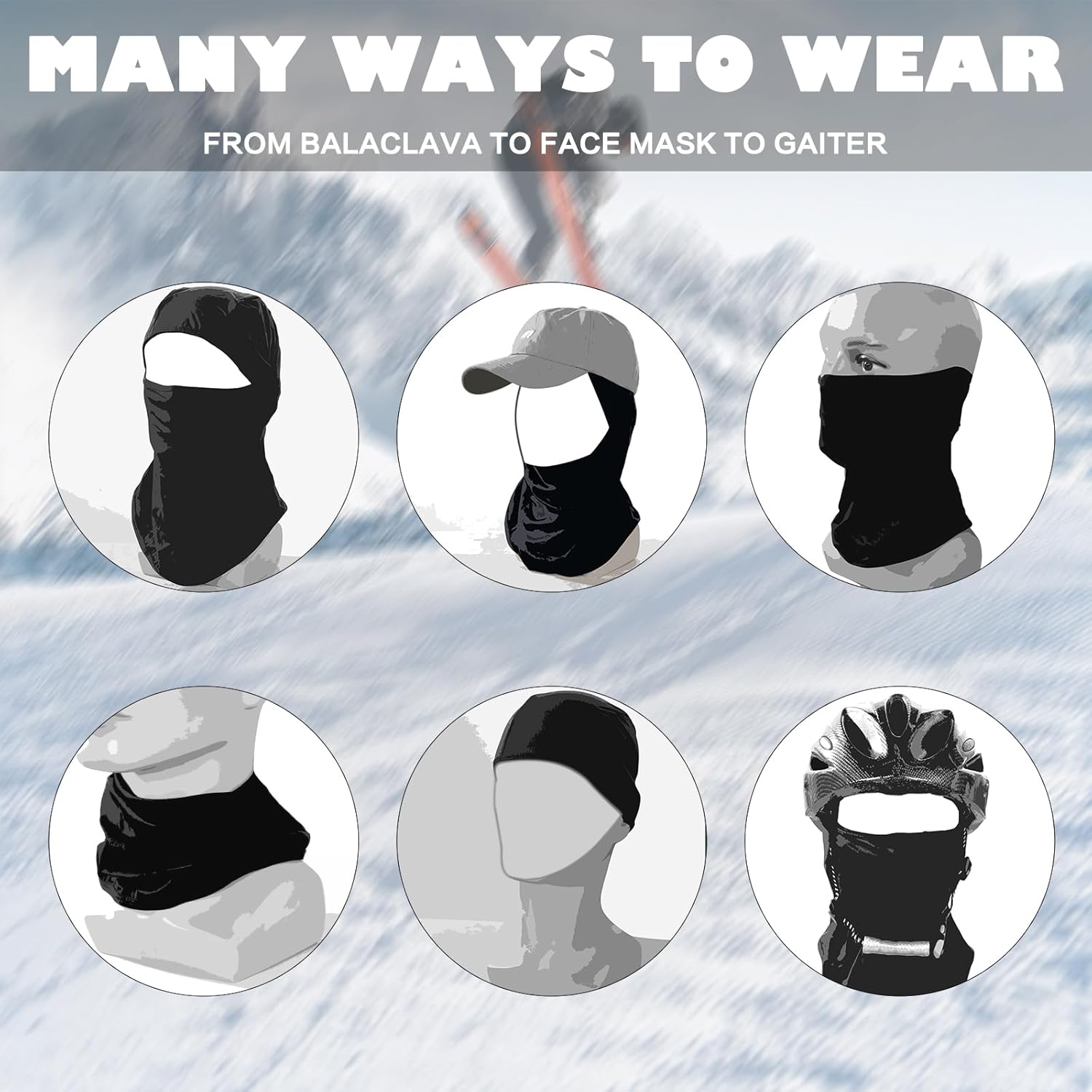 Achiou Balaclava Face Mask, Ski Mask for Men Women Football, Lightweight Sheisty, Ninja Shiesty Sun Hood UV Protector Cycling - Image 7